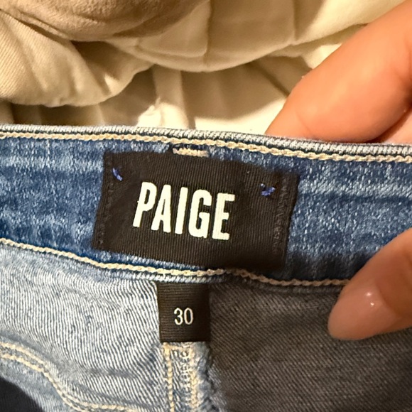 PAIGE Women's Cindy Straight Leg Distressed Ankle Blue Jeans - Picture 7 of 8